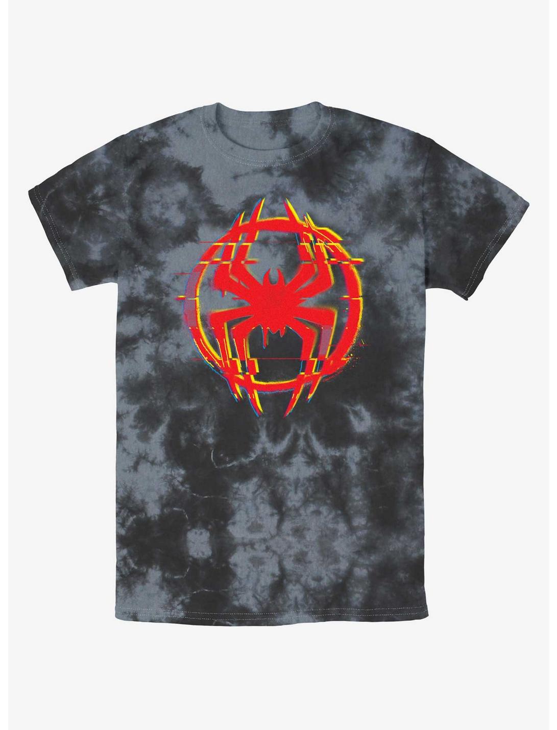 Marvel Spider-Man Glitchy Spider Symbol Tie-Dye T-Shirt, BLKCHAR, hi-res