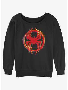 Marvel Spider-Man Glitchy Spider Symbol Womens Slouchy Sweatshirt, , hi-res
