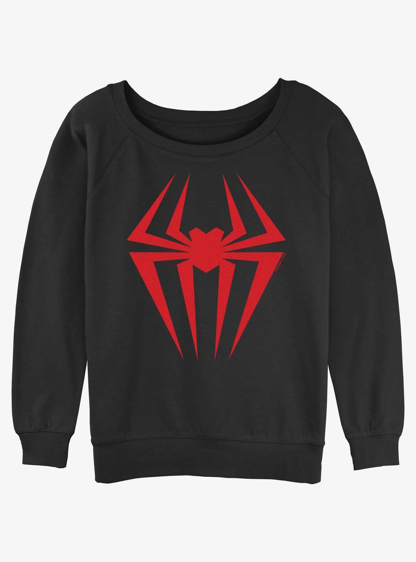 Marvel Spider-Man Spider Symbol Womens Slouchy Sweatshirt, BLACK, hi-res