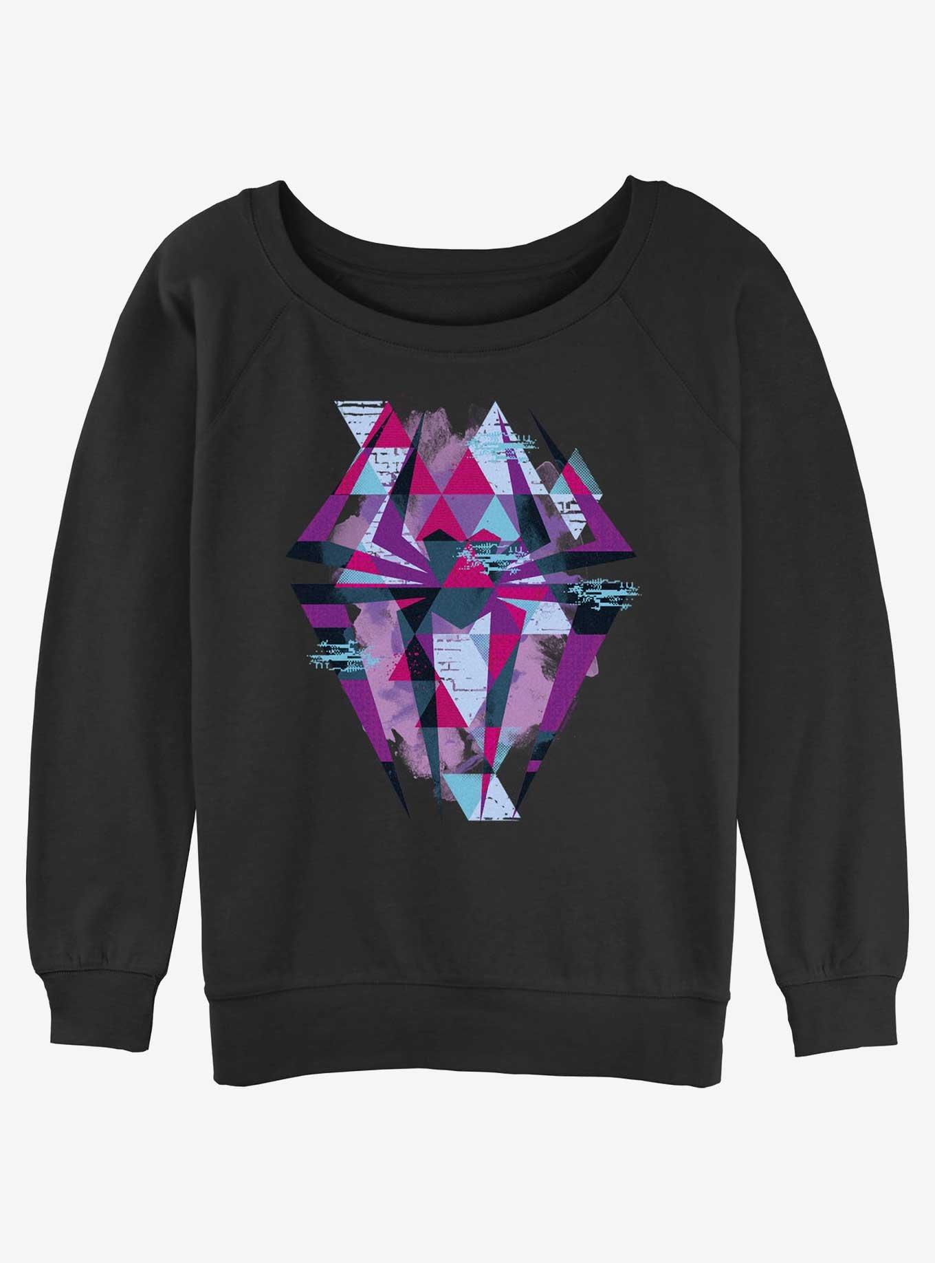 Marvel Spider-Man Geometric Spider Symbol Womens Slouchy Sweatshirt, BLACK, hi-res