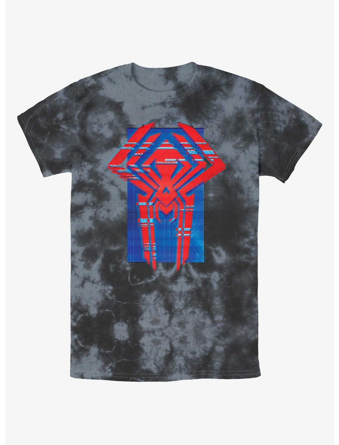 Marvel Spider-Man Spider Symbol Glitch Lines Tie-Dye T-Shirt, BLKCHAR, hi-res