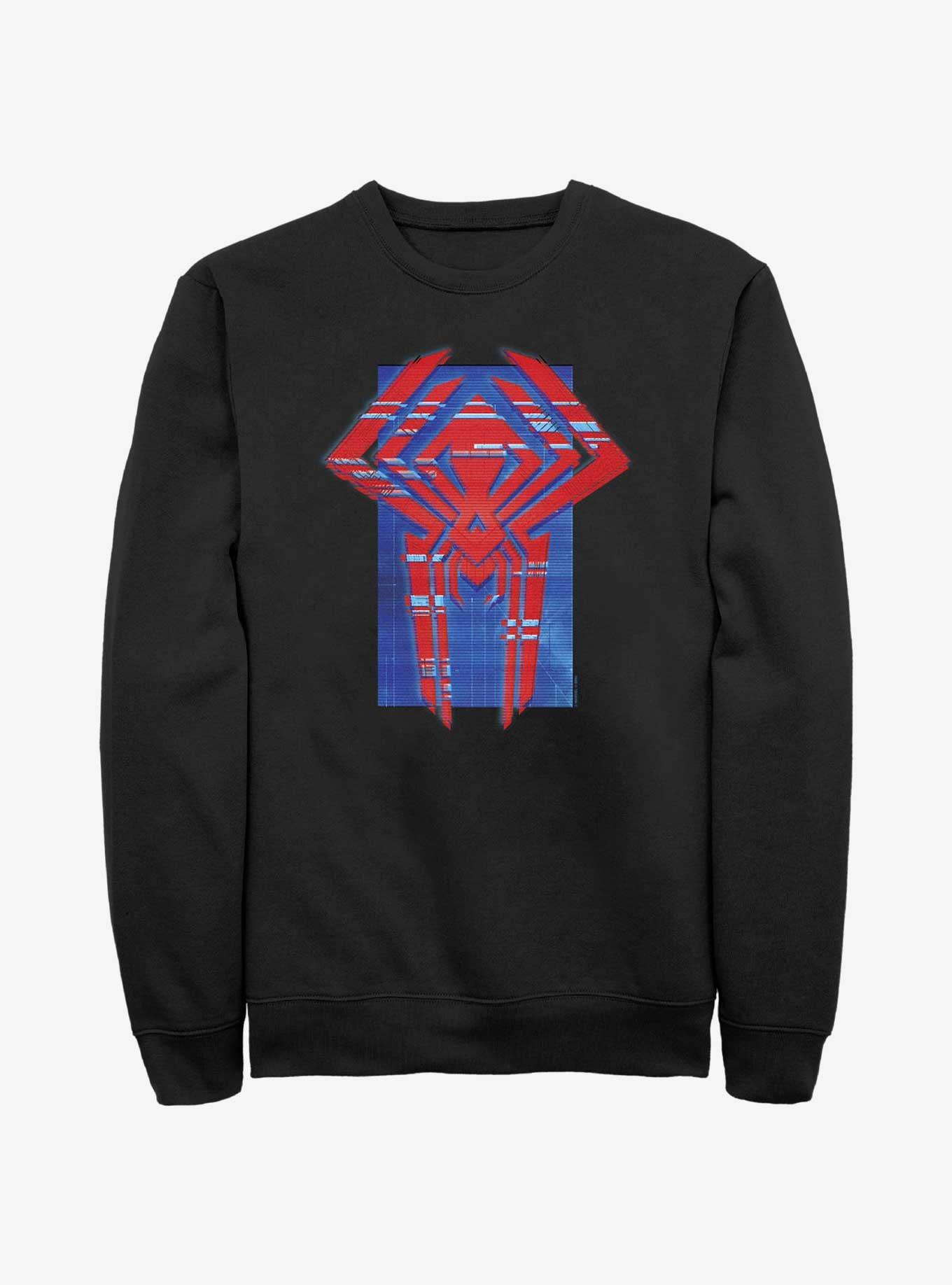 Marvel Spider-Man Spider Symbol Glitch Lines Sweatshirt, BLACK, hi-res