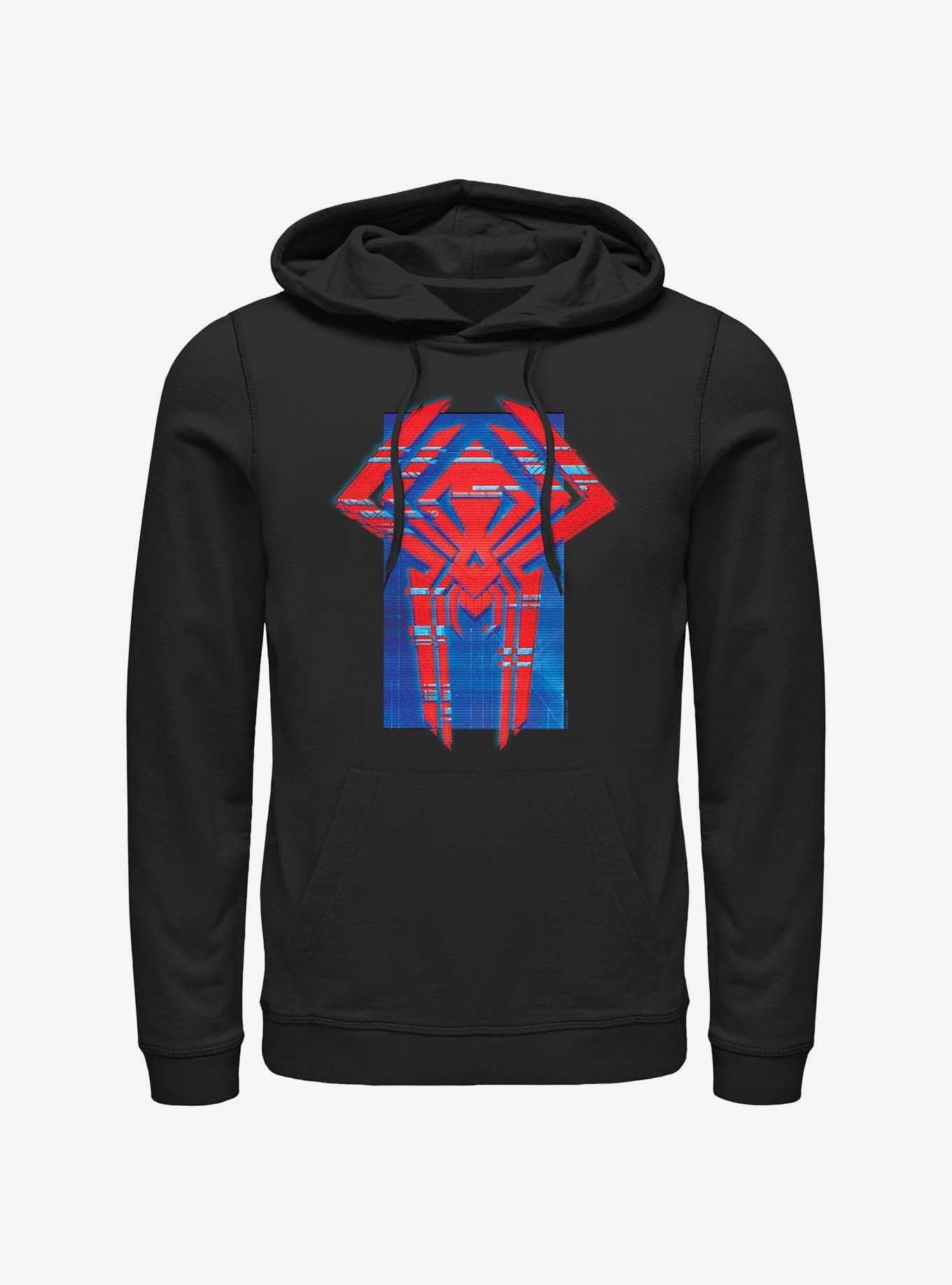 Marvel Spider-Man Spider Symbol Glitch Lines Hoodie, BLACK, hi-res