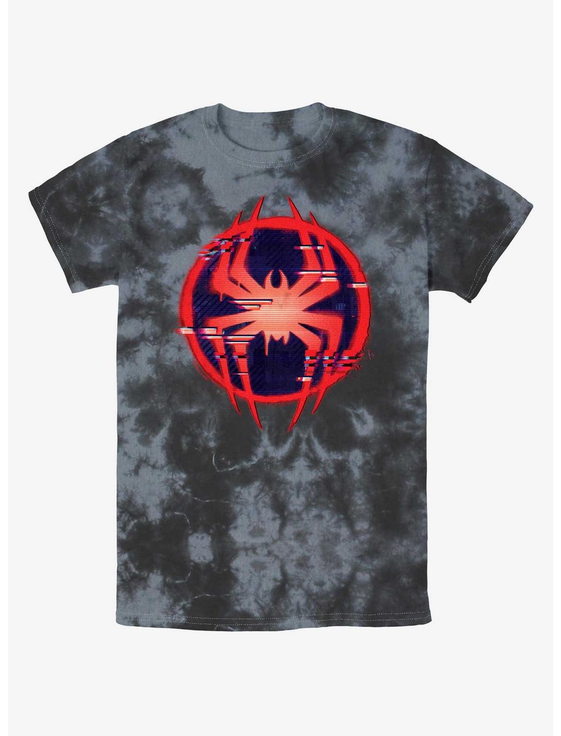Marvel Spider-Man Glitch Spider Symbol Tie-Dye T-Shirt, BLKCHAR, hi-res