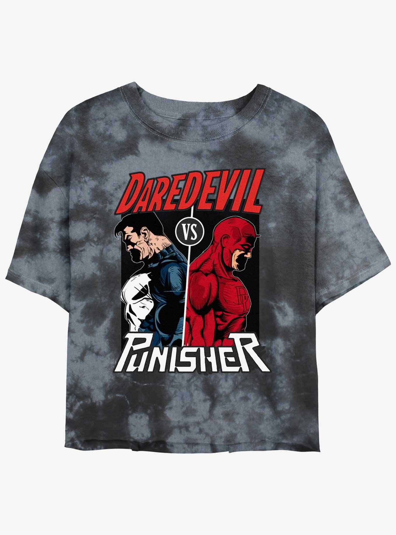 Marvel Punisher Vs. Daredevil Womens Tie-Dye Crop T-Shirt, BLKCHAR, hi-res