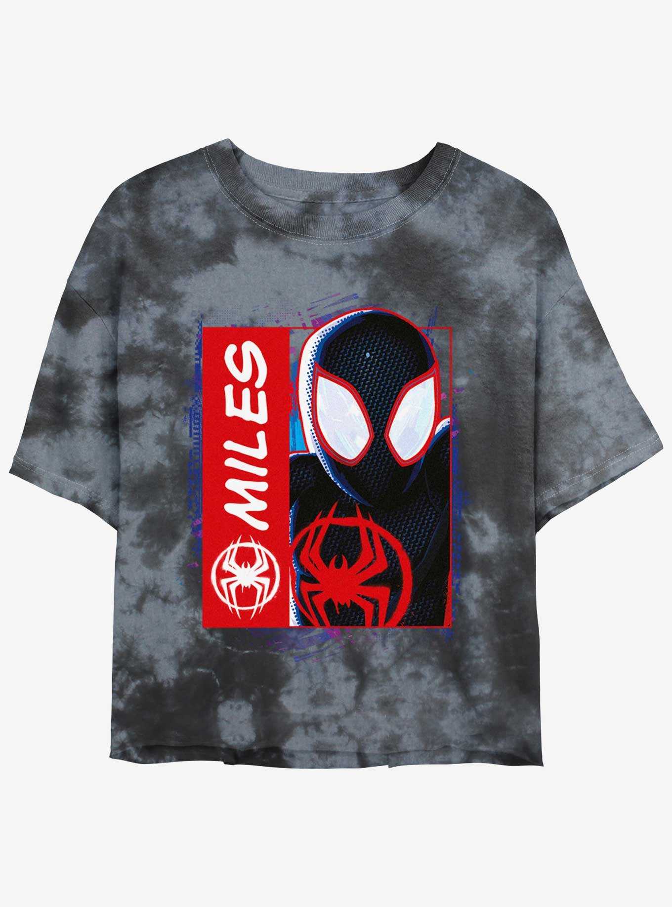 Marvel Spider-Man Miles Morales Simple Comic Womens Tie-Dye Crop T-Shirt, , hi-res