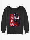 Marvel Spider-Man Miles Morales Simple Comic Womens Slouchy Sweatshirt, BLACK, hi-res