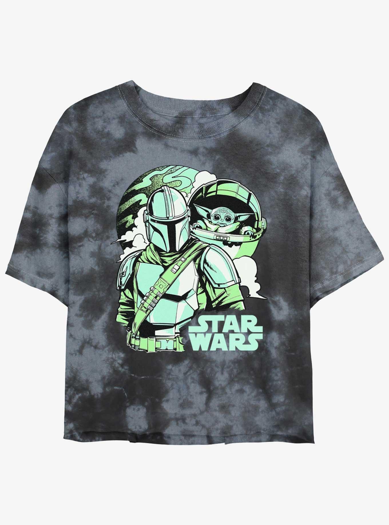 Star Wars The Mandalorian With Grogu Pop Art Womens Tie-Dye Crop T-Shirt, , hi-res