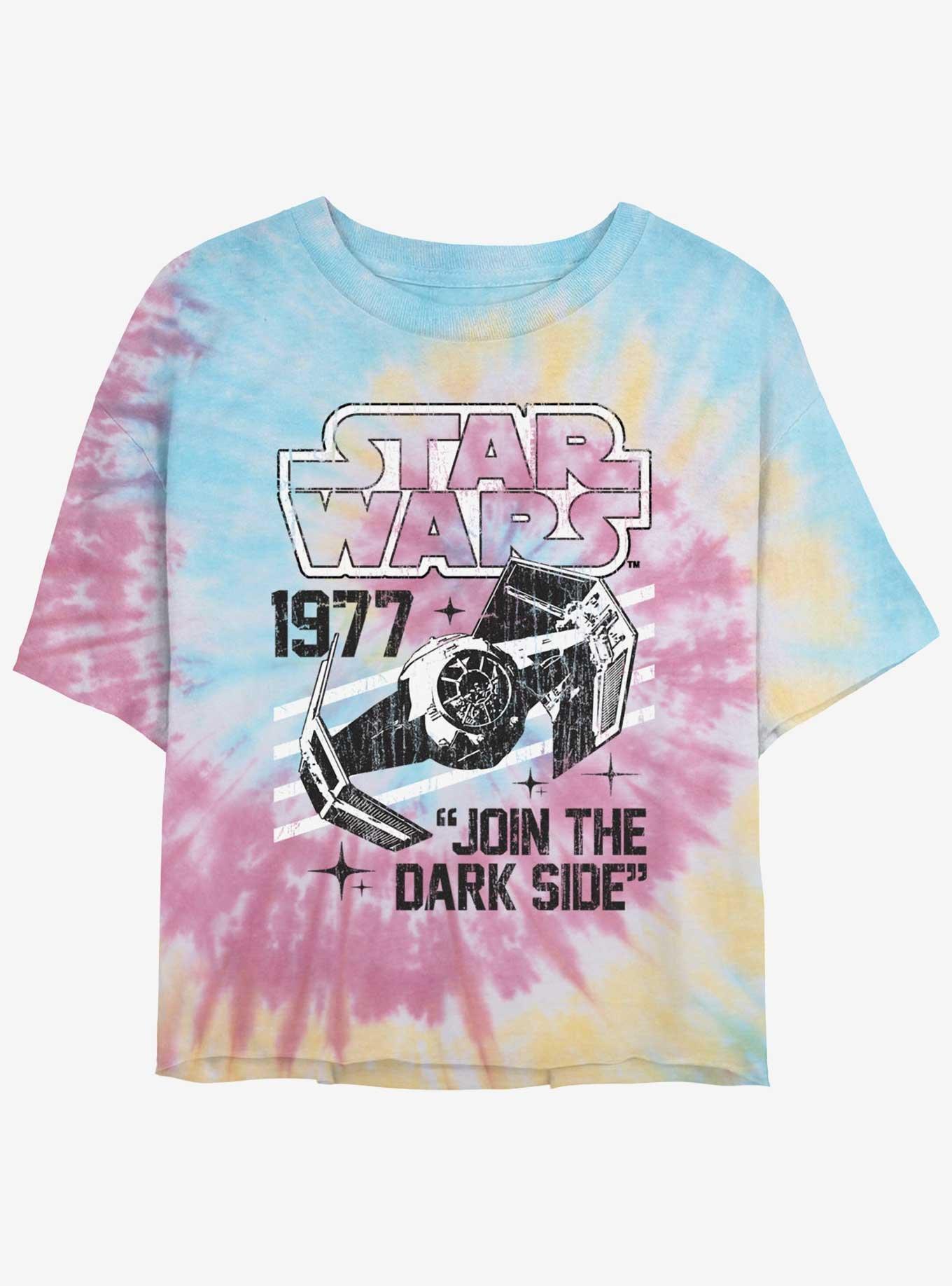 Star Wars Tie-Fighter Join The Dark Side Womens Tie-Dye Crop T-Shirt, BLUPNKLY, hi-res