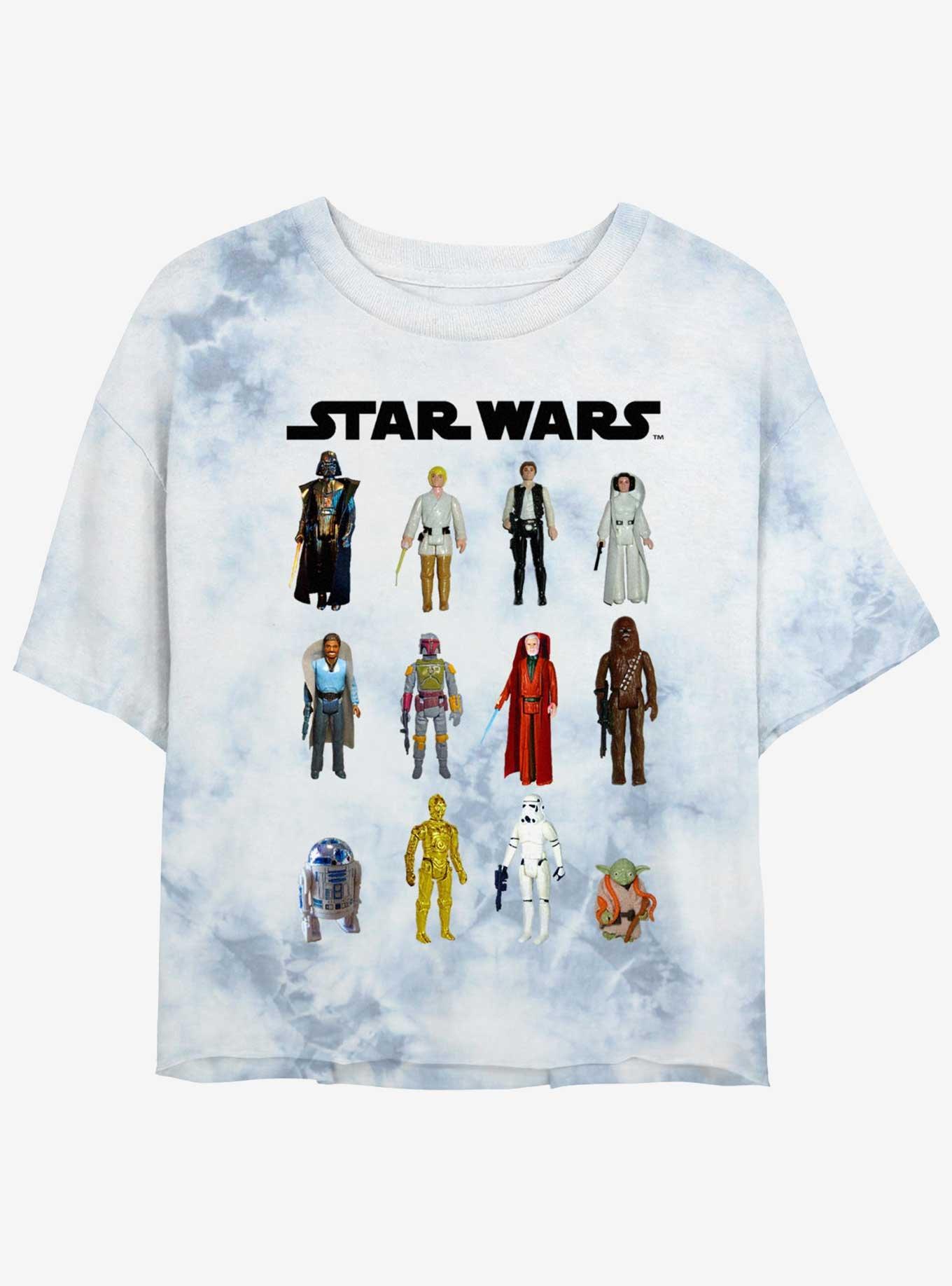 Star Wars Action Figures Womens Tie-Dye Crop T-Shirt, WHITEBLUE, hi-res