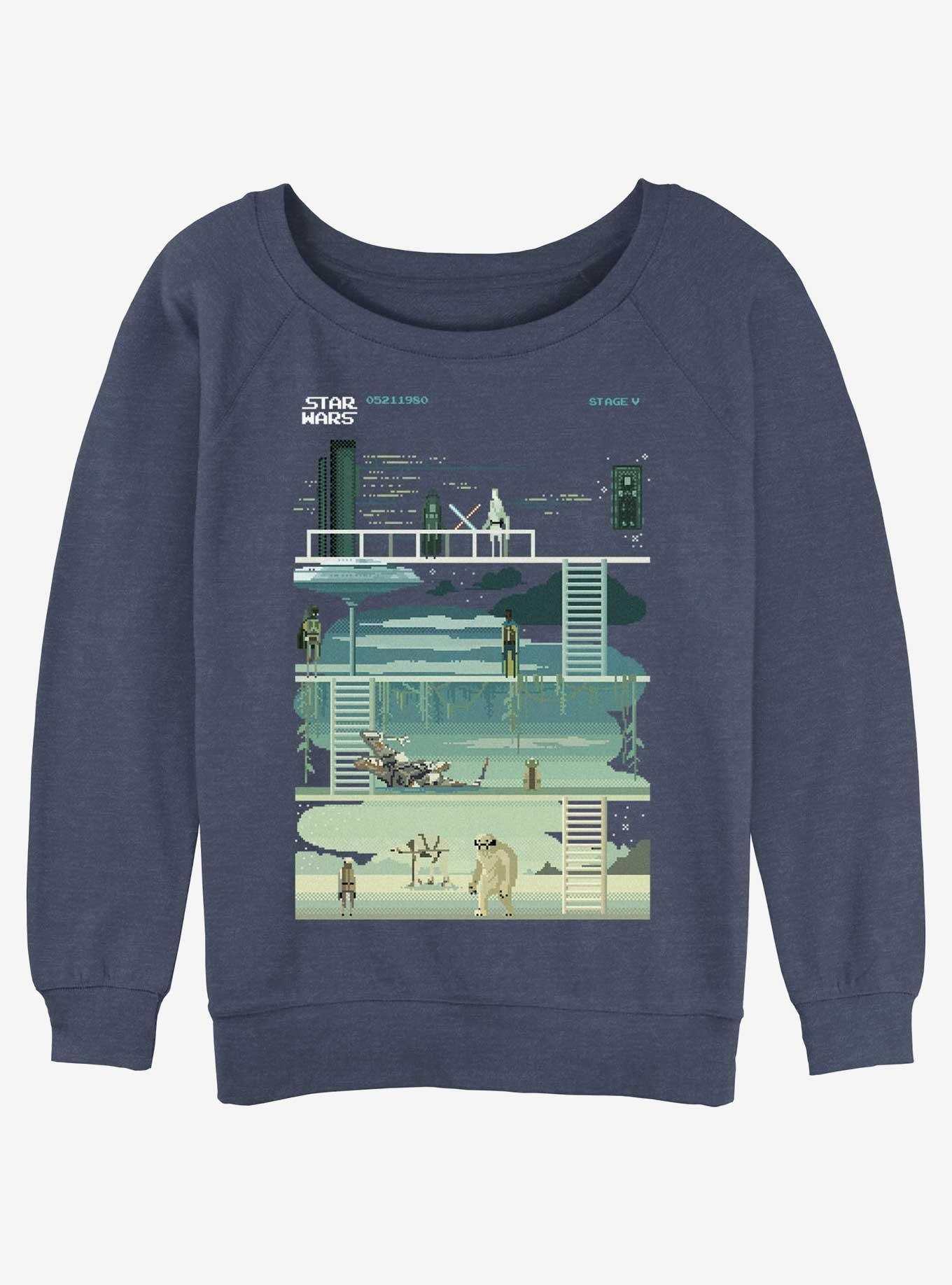 Star Wars: The Empire Strikes Back 8-Bit Womens Slouchy Sweatshirt, BLUEHTR, hi-res