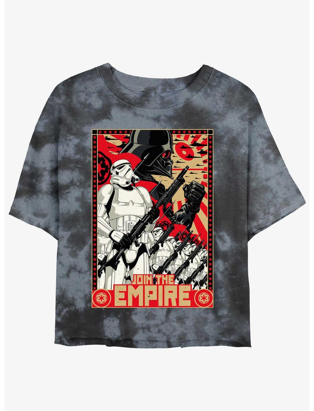 Star Wars Join The Empire Propaganda Womens Tie-Dye Crop T-Shirt, BLKCHAR, hi-res