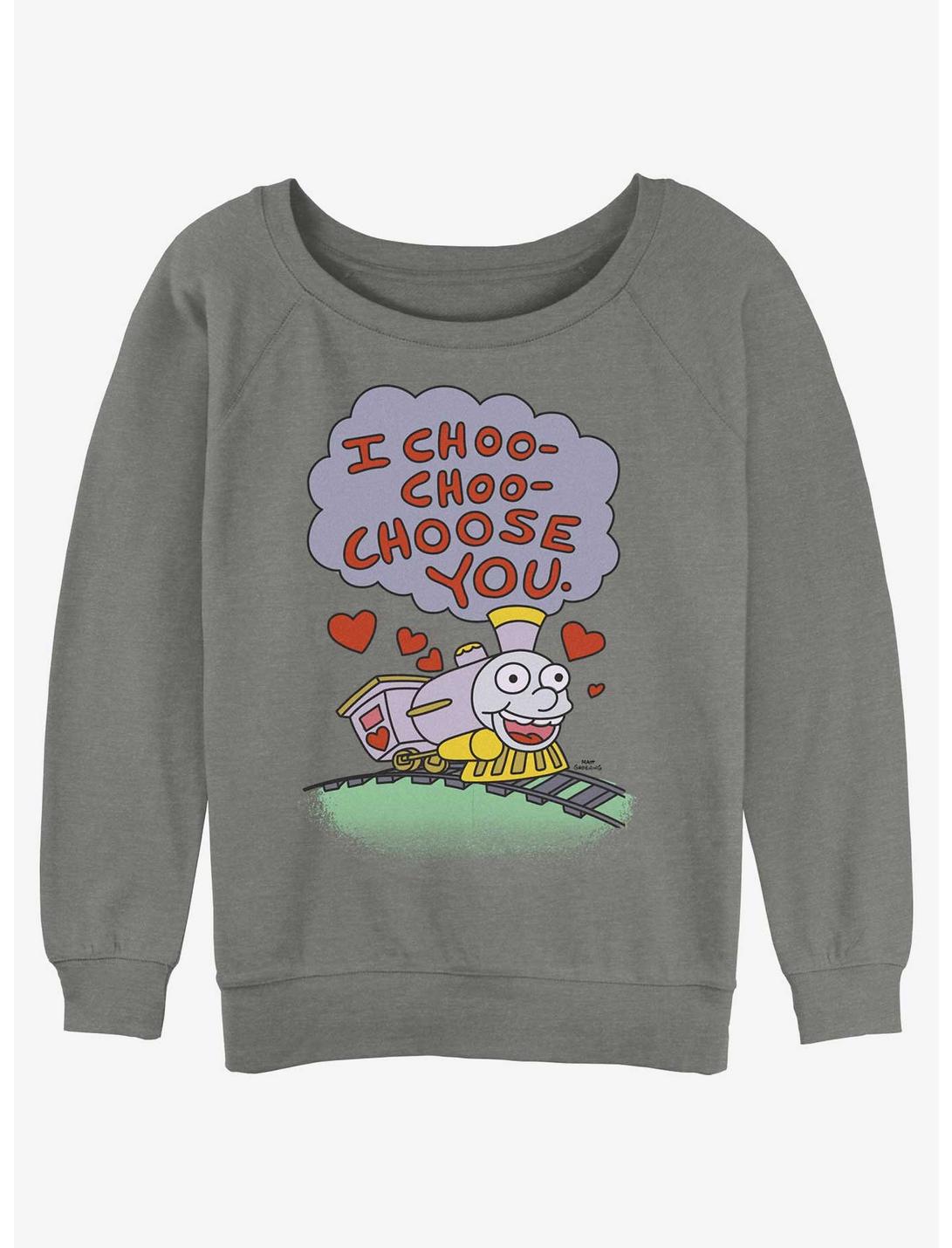 Simpsons Choo-Choose You Womens Slouchy Sweatshirt, GRAY HTR, hi-res