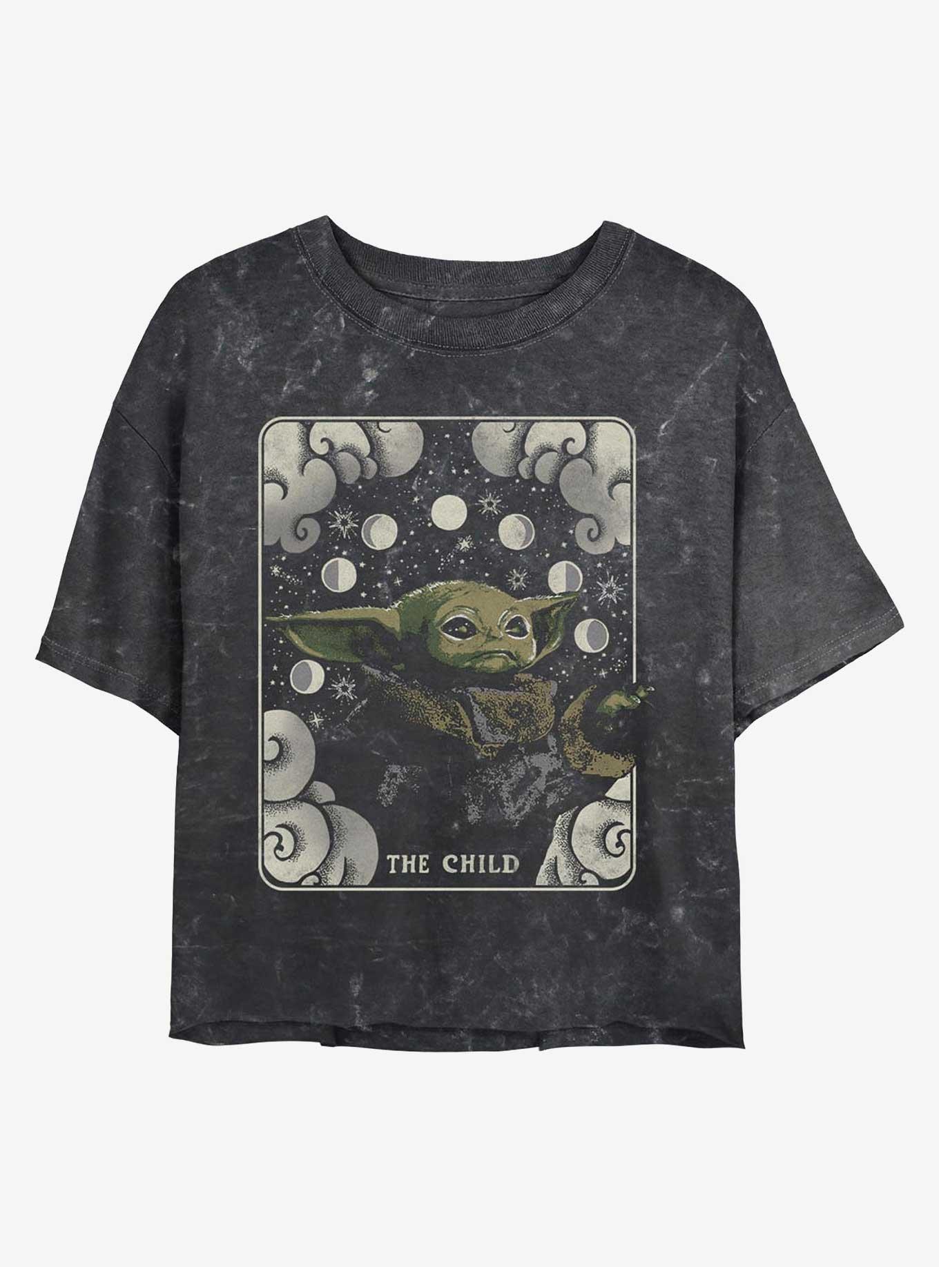 Star Wars The Mandalorian Child Card Mineral Wash Girls Crop T-Shirt, BLACK, hi-res