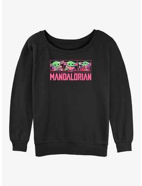 Star Wars The Mandalorian Grogu Neon Logo Girls Slouchy Sweatshirt, , hi-res