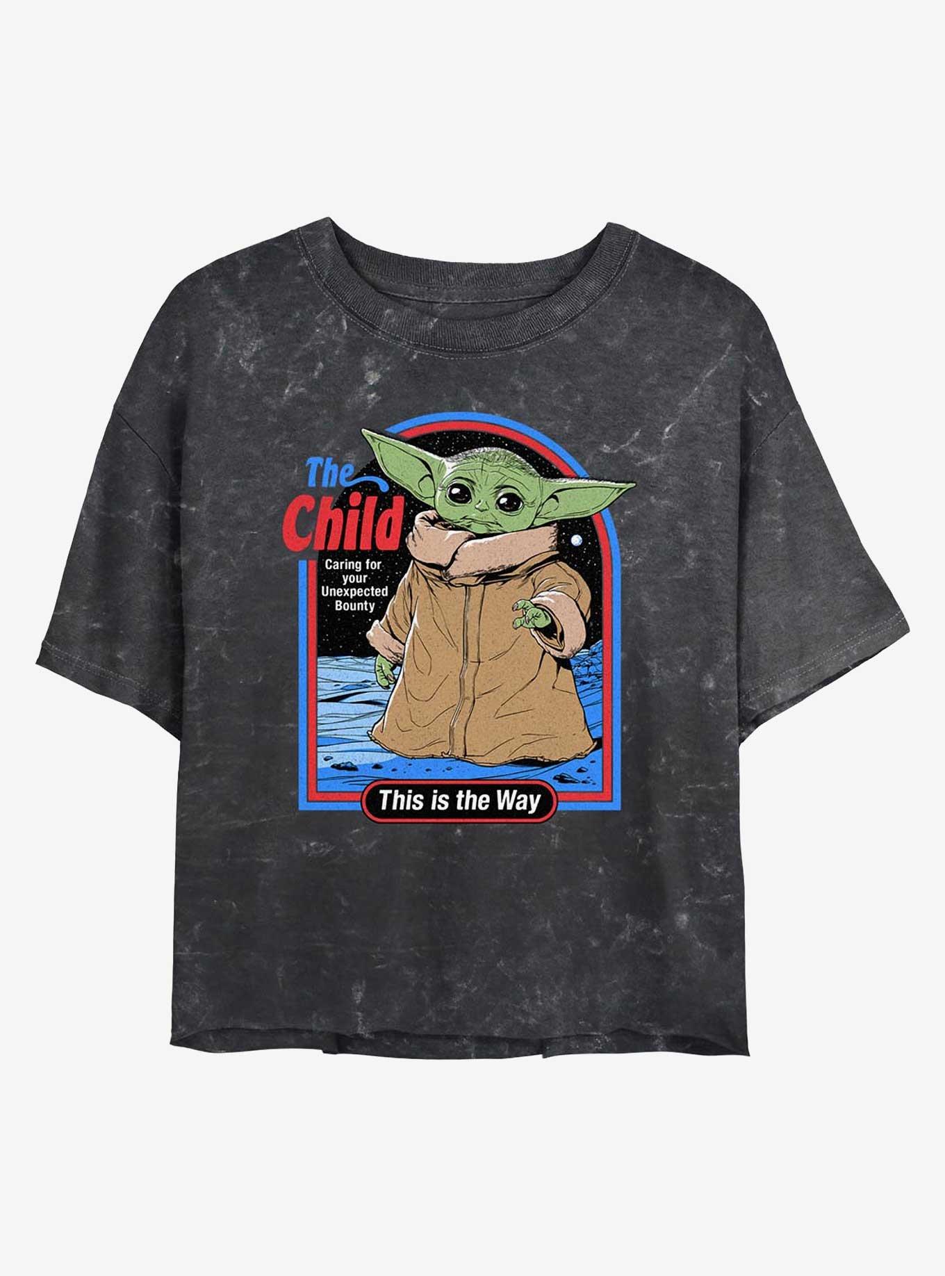 Star Wars The Mandalorian Grogu Unexpected Bounty Mineral Wash Girls Crop T-Shirt, BLACK, hi-res