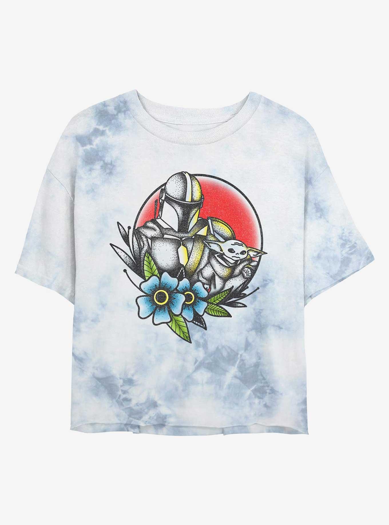 Star Wars The Mandalorian Hunter And Bounty Tie-Dye Girls Crop T-Shirt, WHITEBLUE, hi-res
