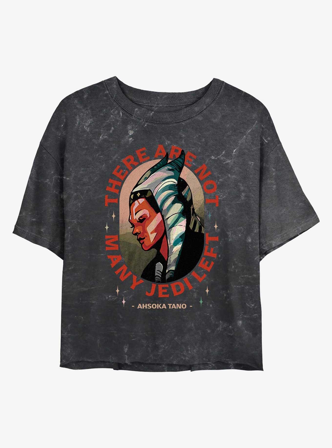 Star Wars The Mandalorian Ahsoka Tano Not Many Jedi Left Mineral Wash Girls Crop T-Shirt, BLACK, hi-res