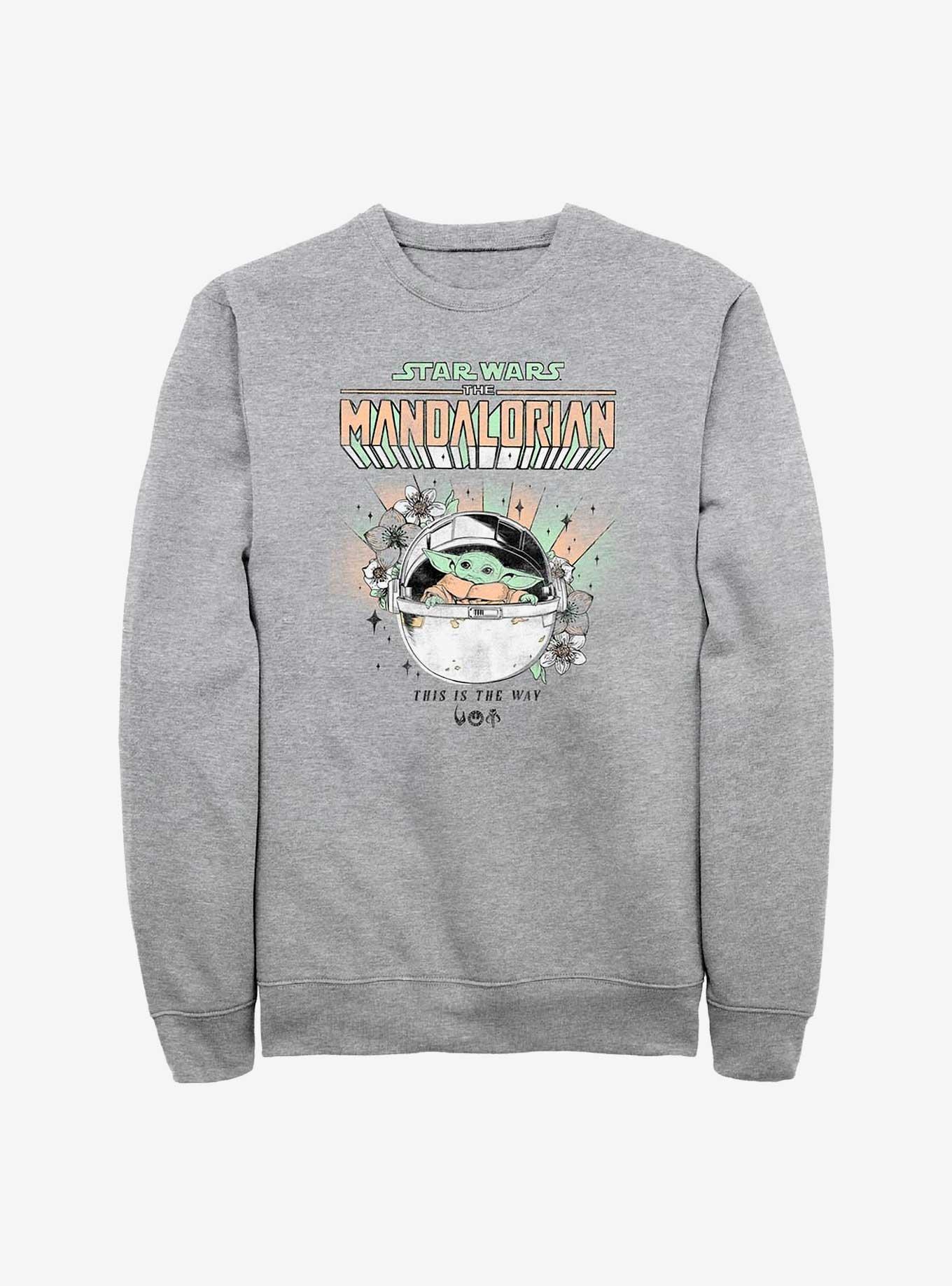 Star Wars The Mandalorian Floral Child Sweatshirt, ATH HTR, hi-res