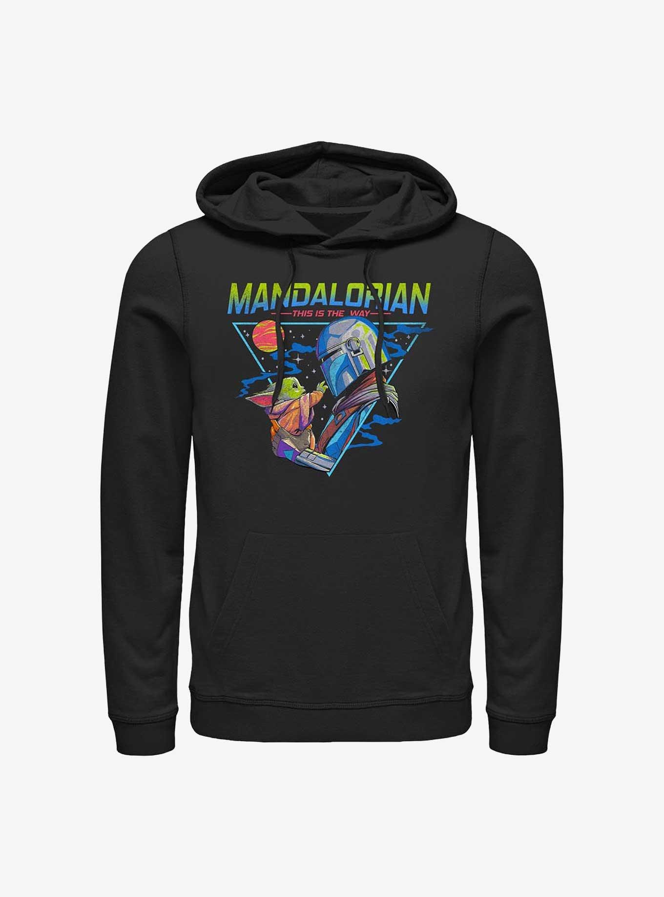 Star Wars The Mandalorian Grogu and Din Djarin Triangle Hoodie, BLACK, hi-res