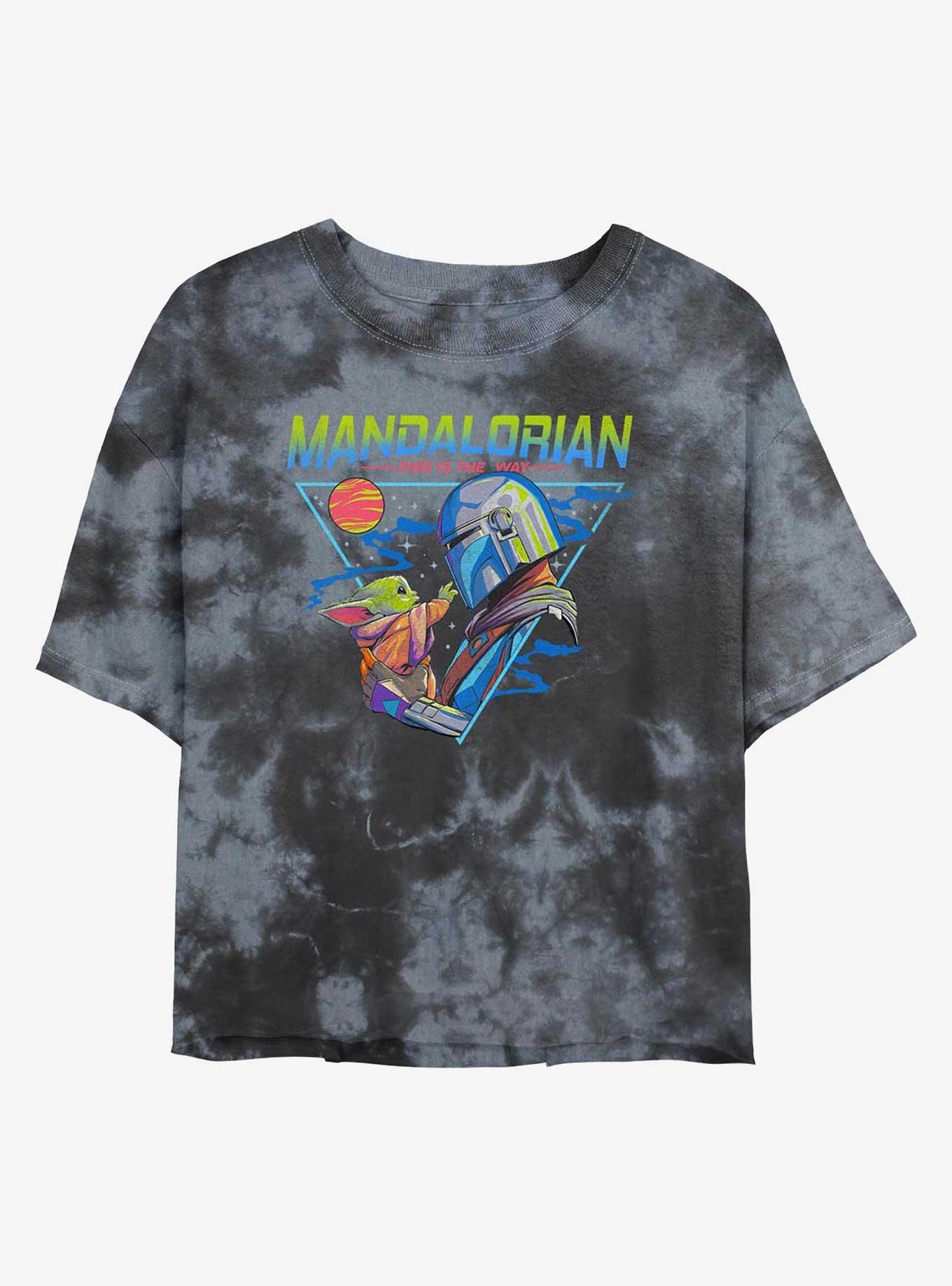 Star Wars The Mandalorian Grogu and Din Djarin Triangle Tie-Dye Girls Crop T-Shirt, , hi-res