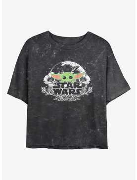 Star Wars The Mandalorian The Child Floral Mineral Wash Girls Crop T-Shirt, , hi-res