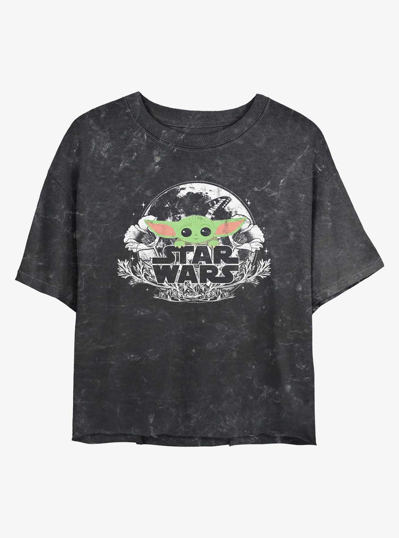 Star Wars The Mandalorian The Child Floral Mineral Wash Girls Crop T-Shirt, , hi-res
