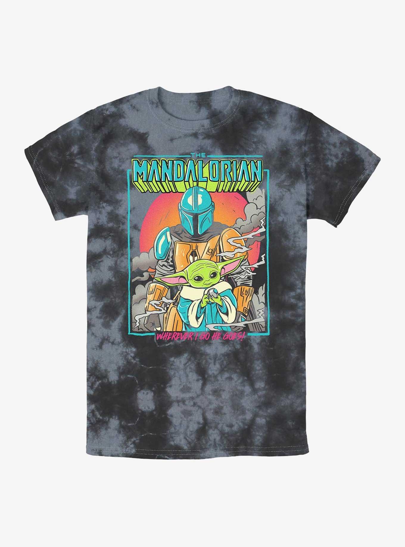 Star Wars The Mandalorian Wherever I Go He Goes Tie-Dye T-Shirt, BLKCHAR, hi-res