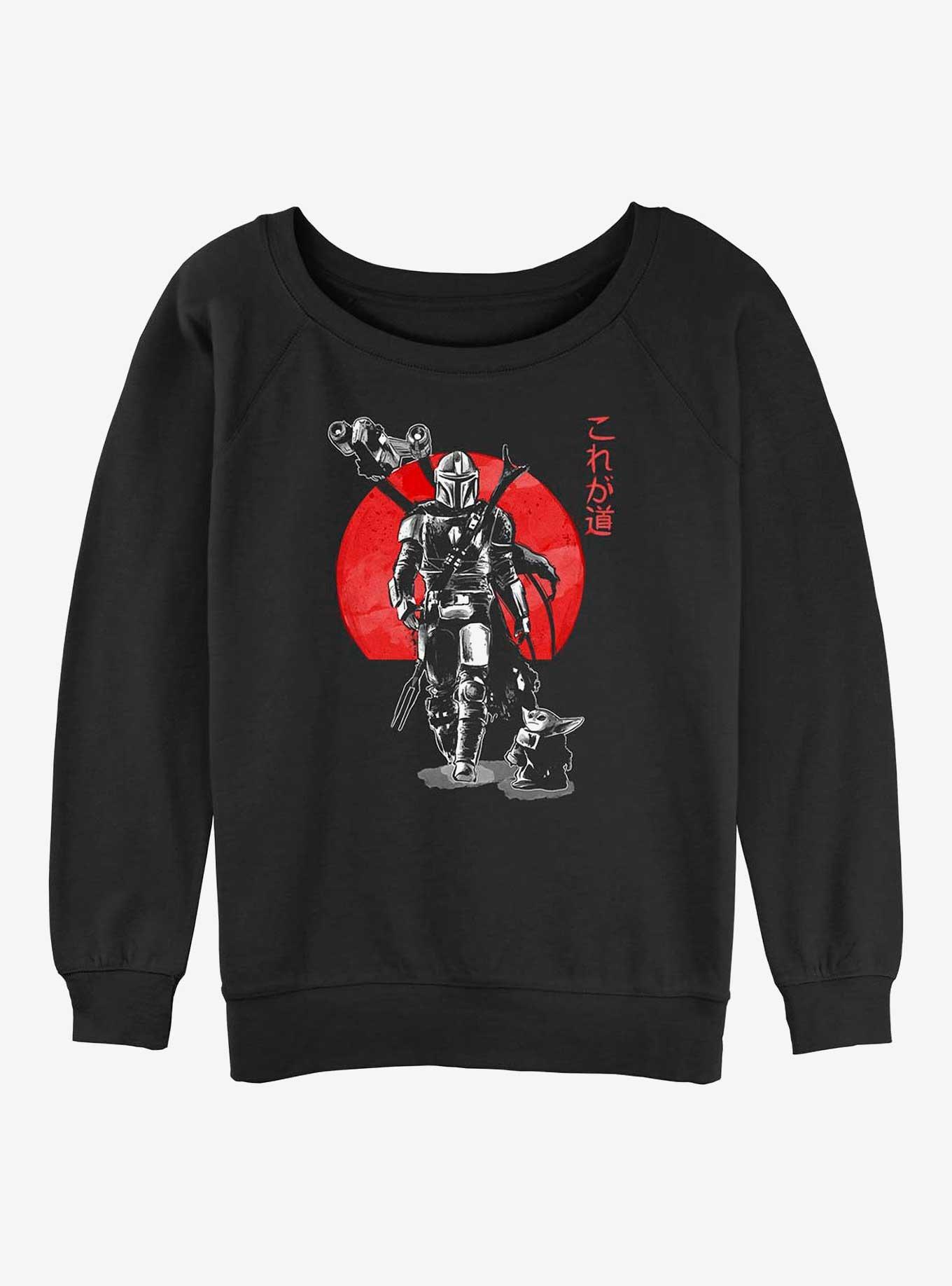 Star Wars The Mandalorian Sumi Ink Red Sun Girls Slouchy Sweatshirt, BLACK, hi-res