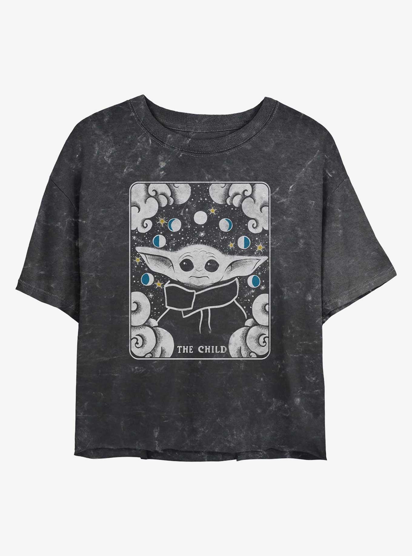 Star Wars The Mandalorian Tarot Child Mineral Wash Girls Crop T-Shirt, BLACK, hi-res