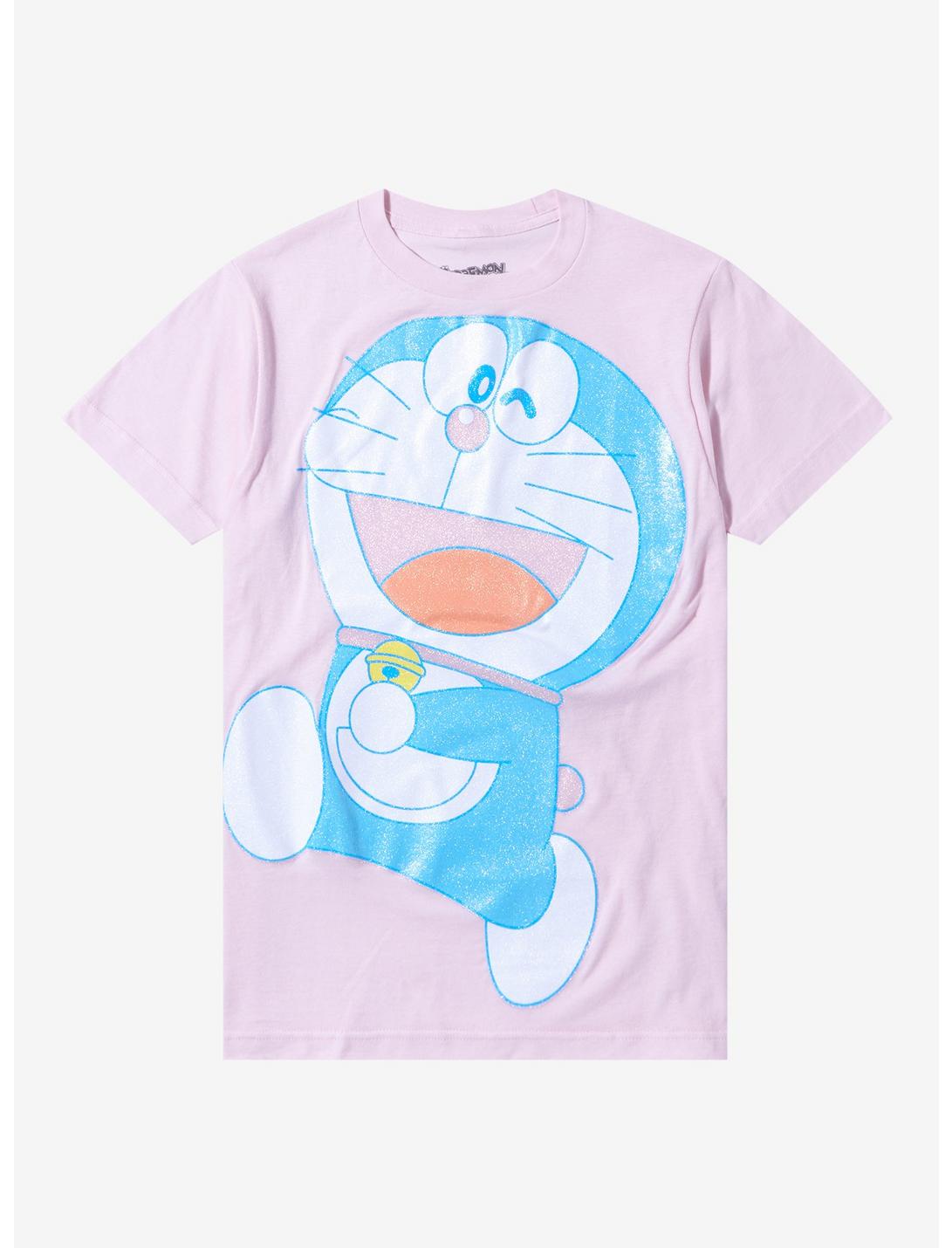 Doraemon Glitter Print Boyfriend Fit Girls T-Shirt, MULTI, hi-res