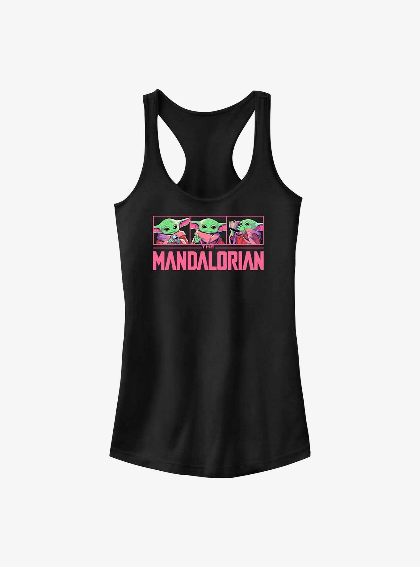 Star Wars The Mandalorian Grogu Neon Logo Girls Tank, BLACK, hi-res