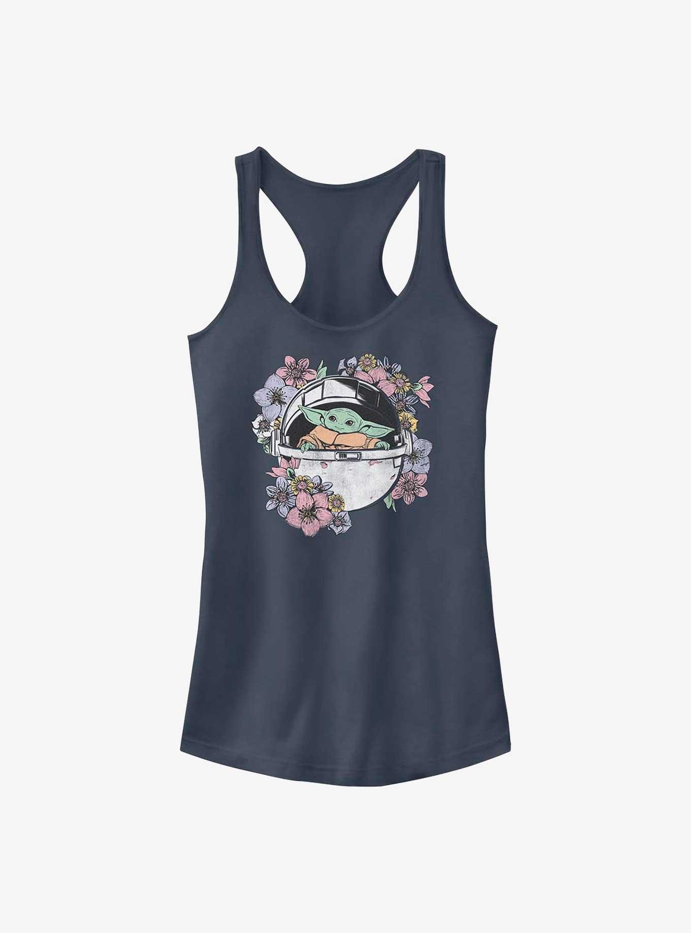 Star Wars The Mandalorian Grogu Floral Bassinet Girls Tank, INDIGO, hi-res
