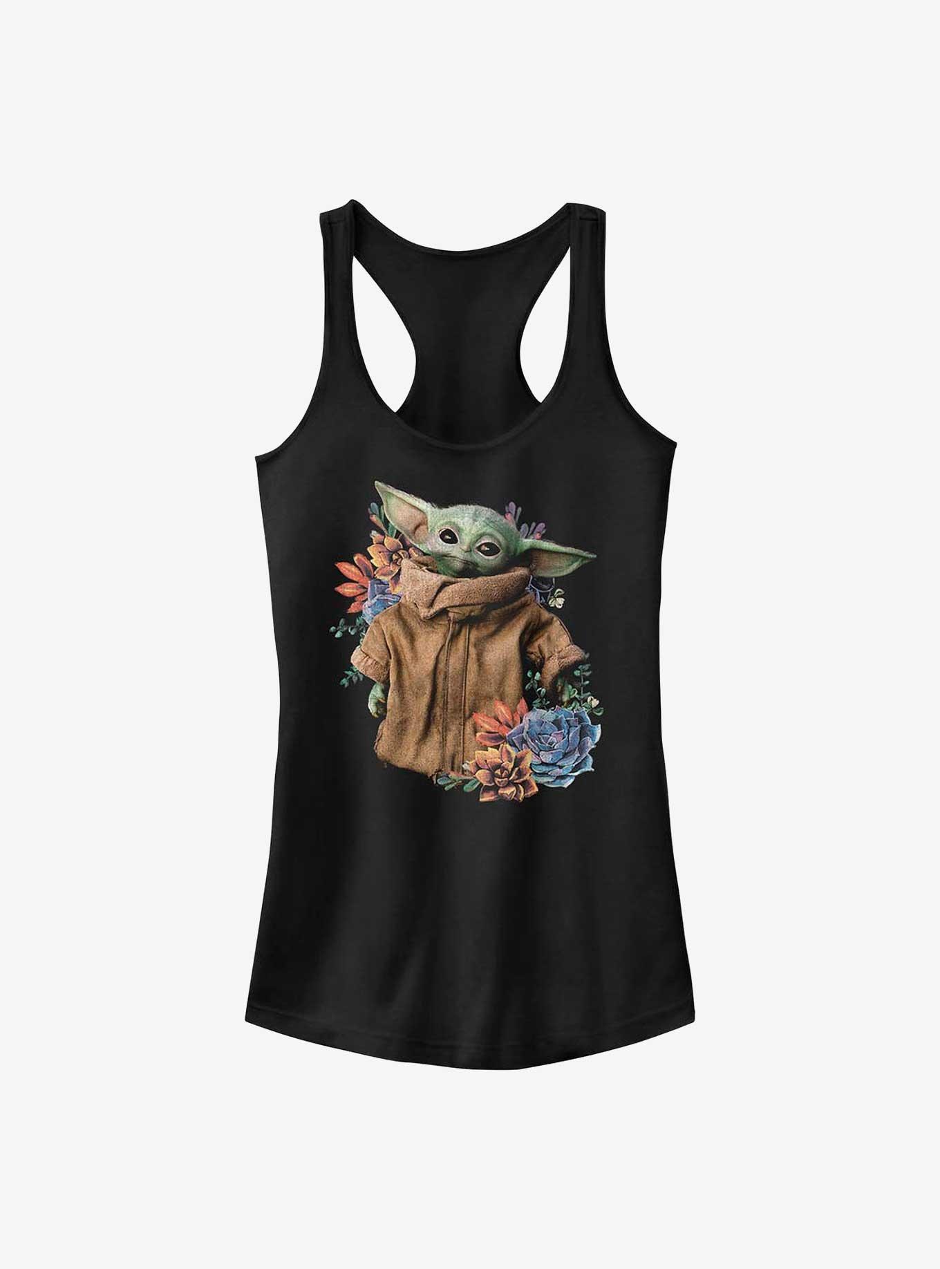 Star Wars The Mandalorian Grogu Flower Baby Girls Tank, BLACK, hi-res