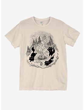 Cat Bonfire Boyfriend Fit Girls T-Shirt By Cat Mallard, , hi-res