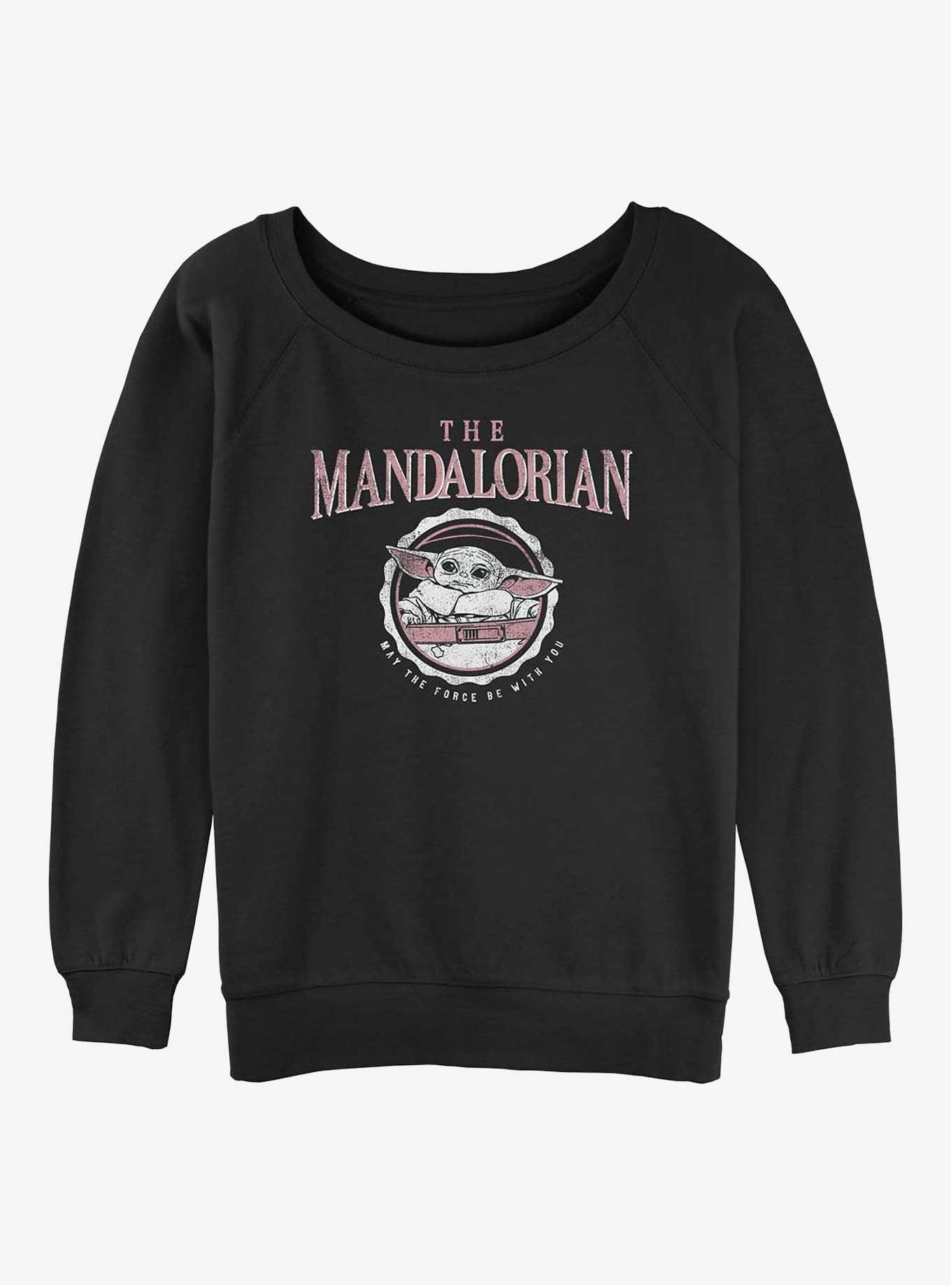 Star Wars The Mandalorian Collegiate Child Womens Slouchy Sweatshirt, BLACK, hi-res