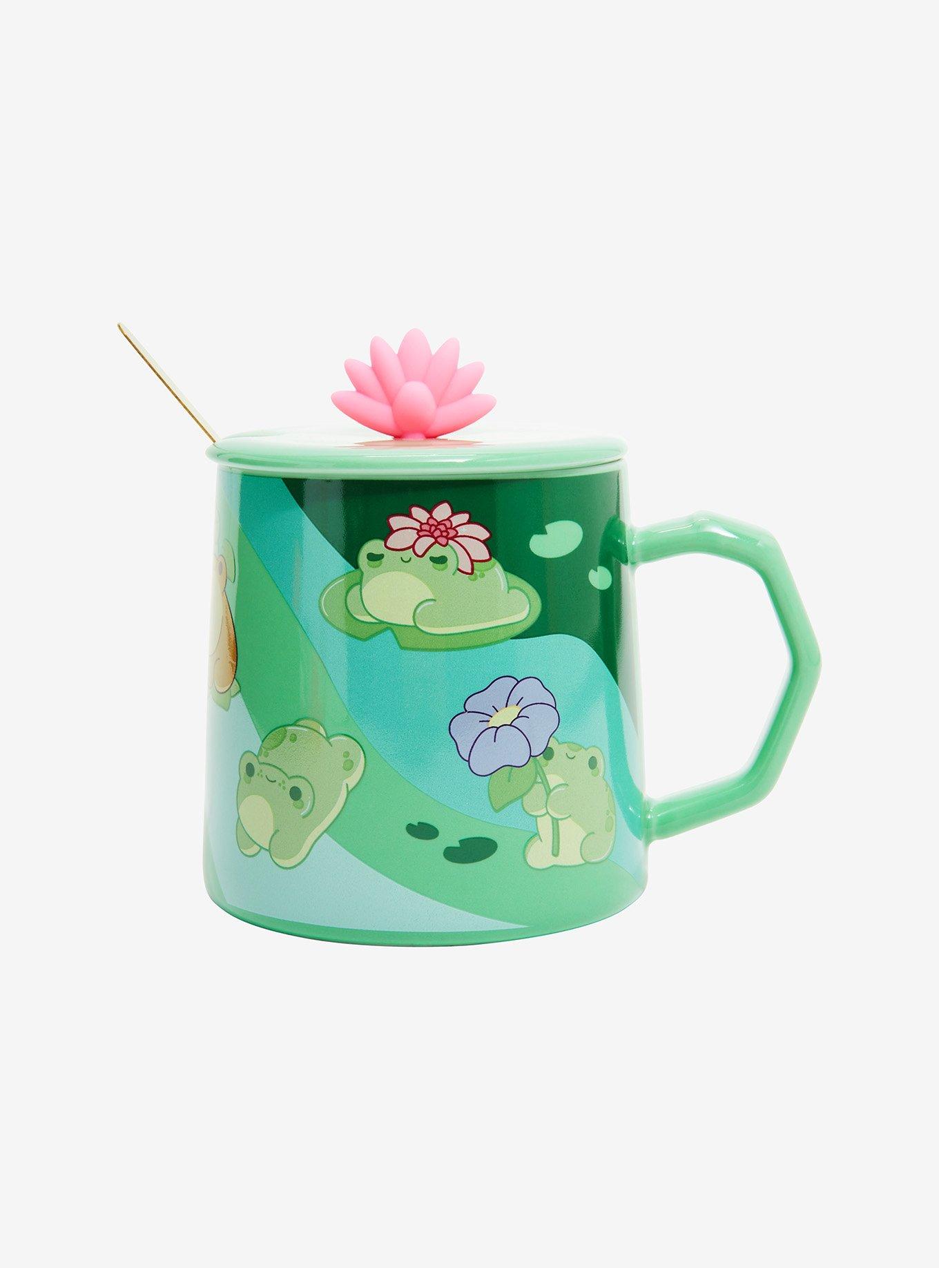 Frog Lily Mug With Spoon & Lid By Bright Bat Designs, , hi-res