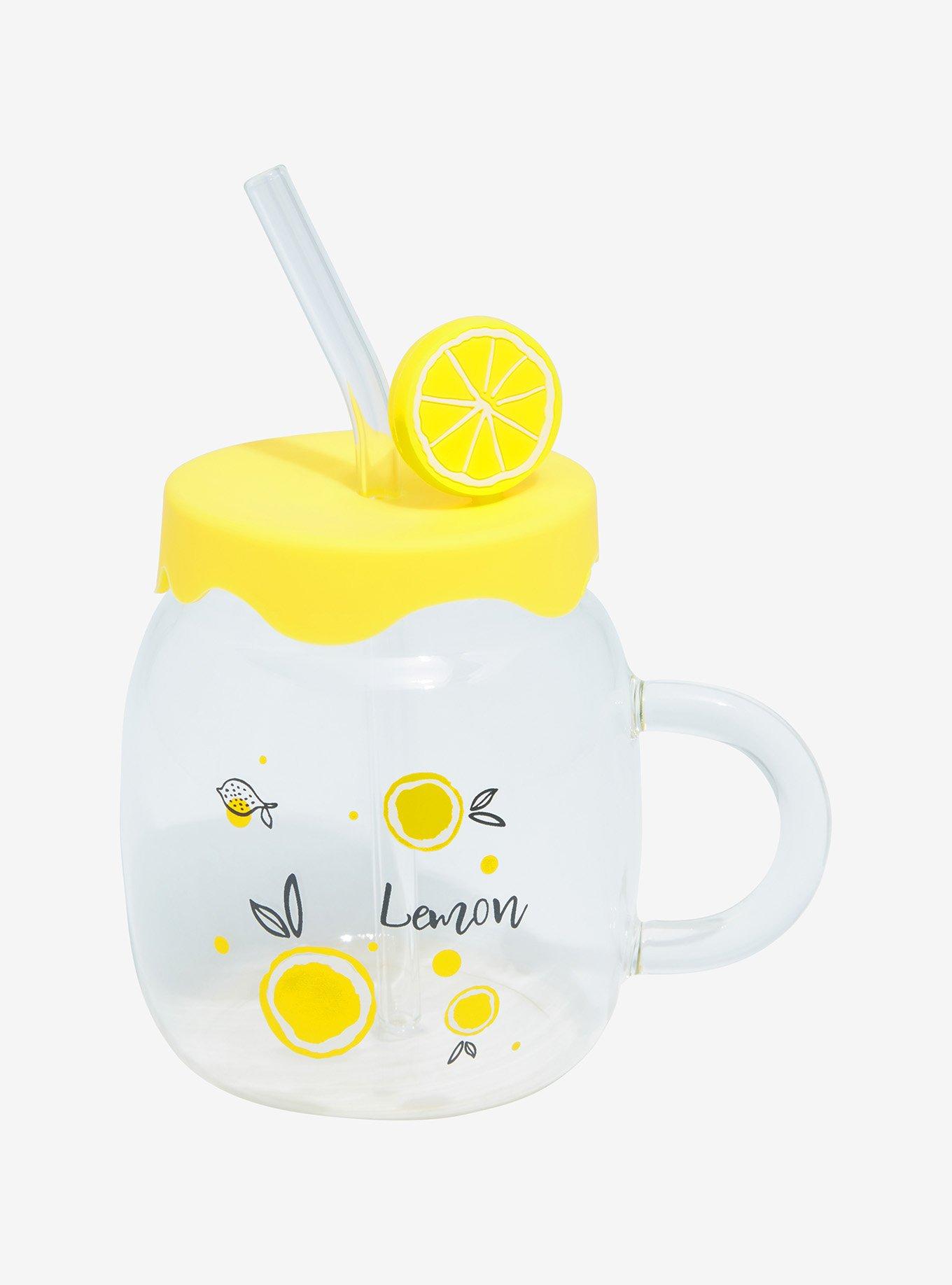 Lemon Lidded Glass Mug, , hi-res