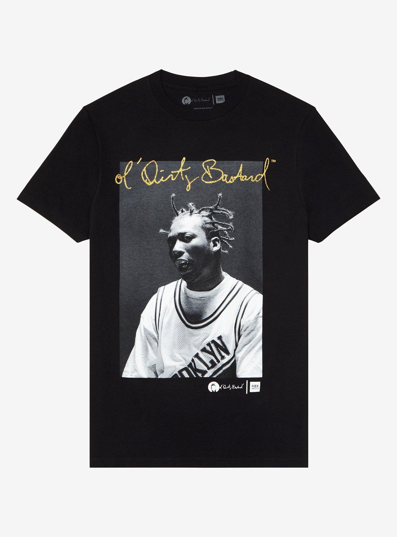 Ol' Dirty Bastard Glitter Logo Portrait Boyfriend Fit Girls T-Shirt, BLACK, hi-res