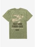 Looney Tunes Fast And Furry-Ous Mineral Wash T-Shirt, MILITARY GREEN MINERAL WASH, hi-res
