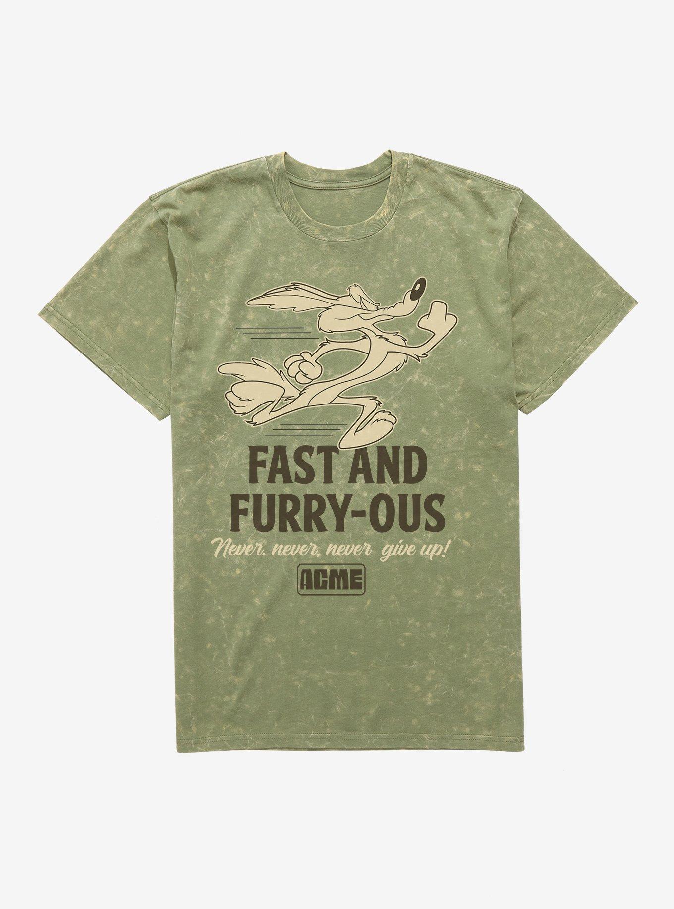 Looney Tunes Fast And Furry-Ous Mineral Wash T-Shirt, MILITARY GREEN MINERAL WASH, hi-res