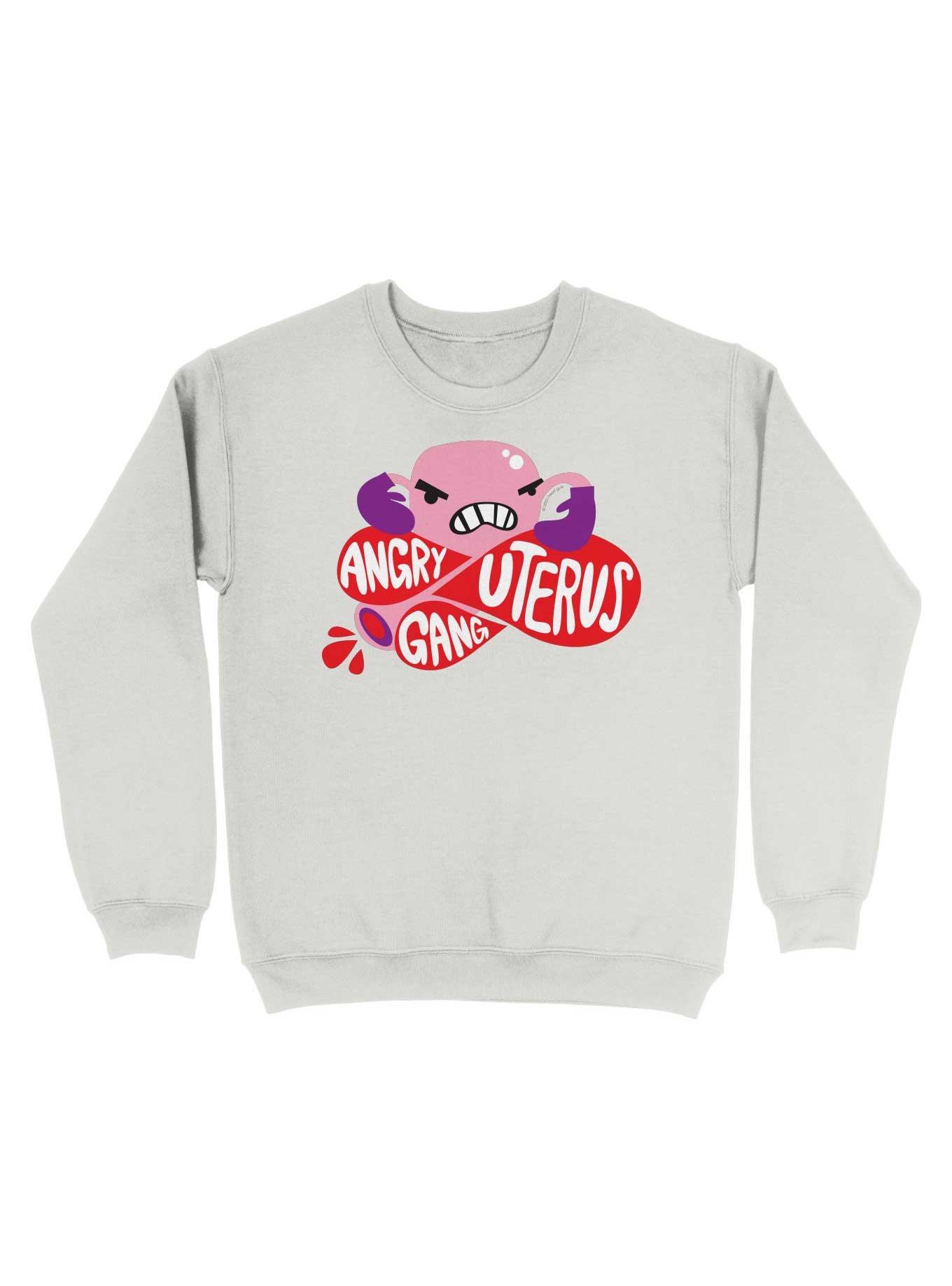 Angry Uterus Gang Sweatshirt, WHITE, hi-res