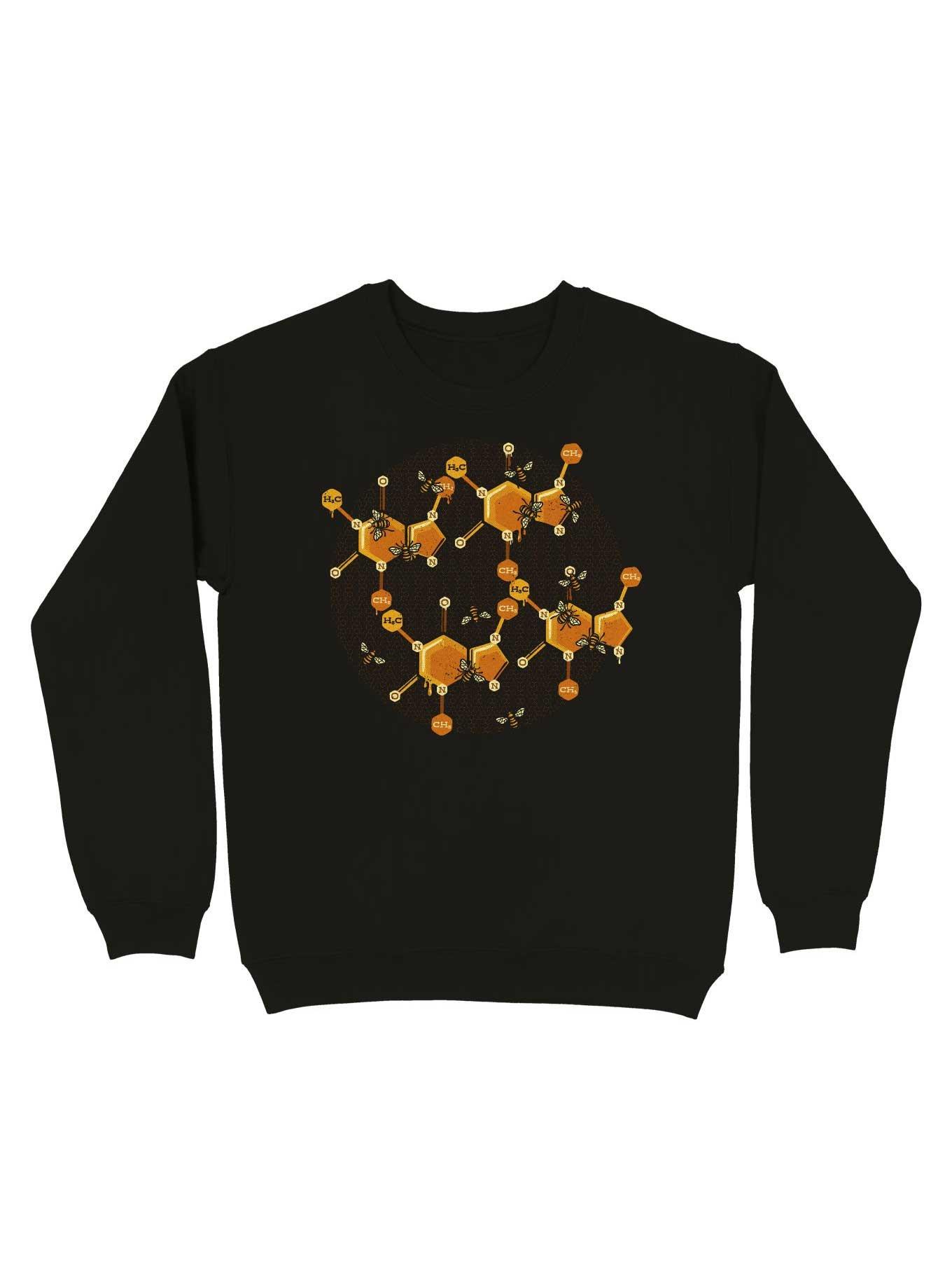 Caffeine Working Bee Hive Sweatshirt, BLACK, hi-res