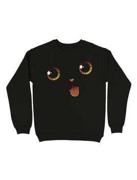 Cute Black Cat Minimalist Tongue Sweatshirt, , hi-res