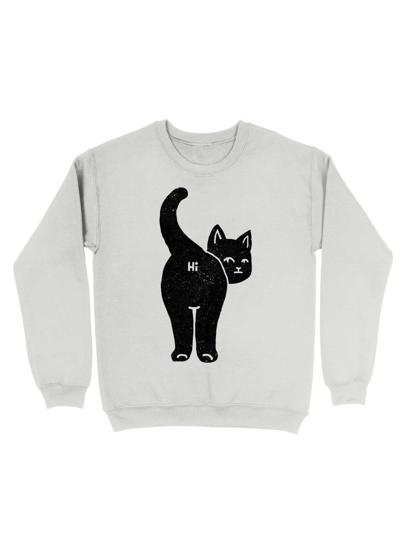 THRDLESS Hello Cat Butt Minimalist Black Sweatshirt