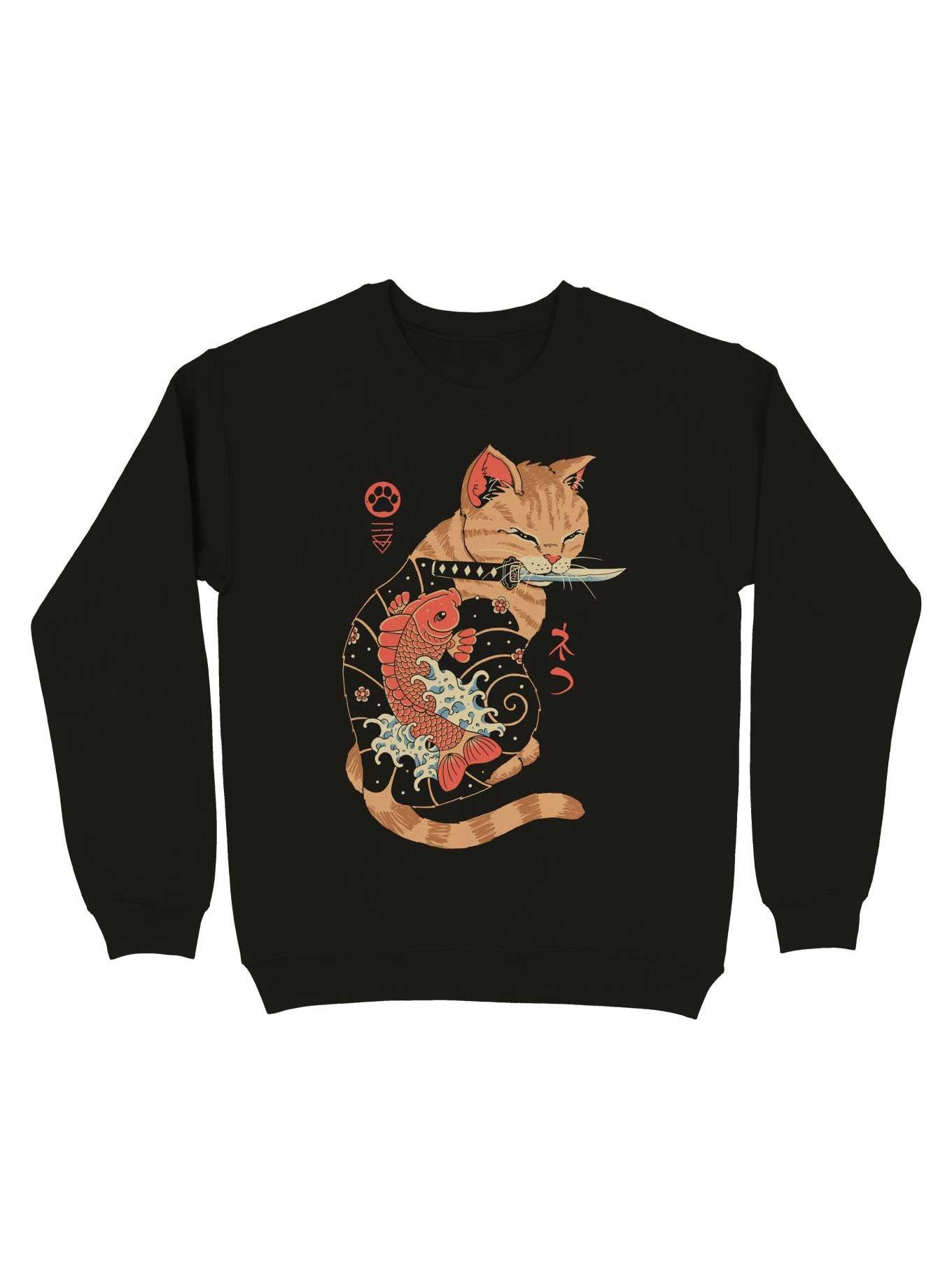 Carp Tattooed Cat Sweatshirt, BLACK, hi-res