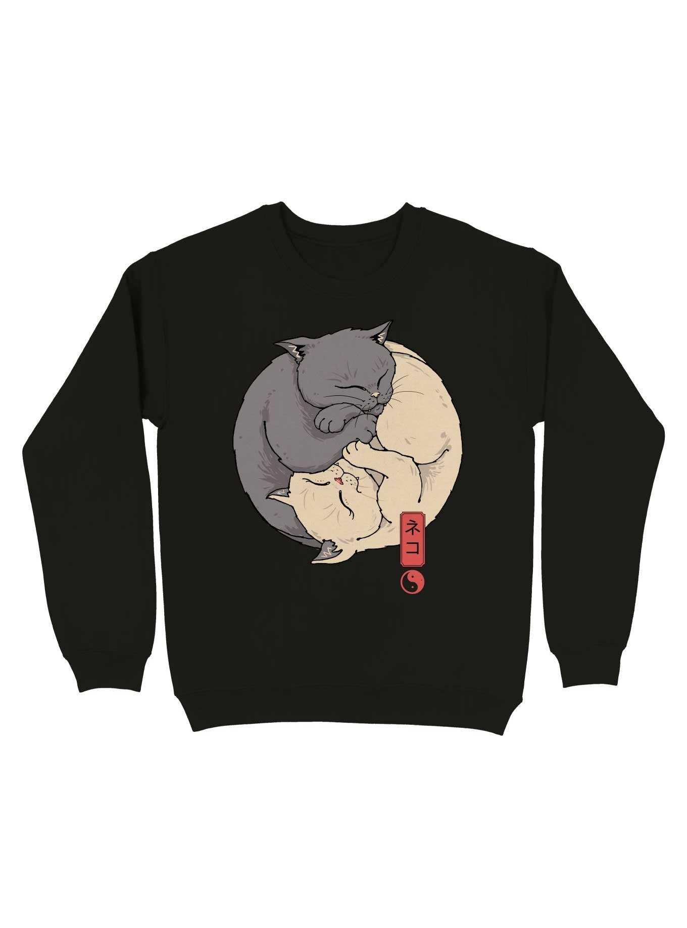 Yin Yang Cats Sweatshirt, BLACK, hi-res