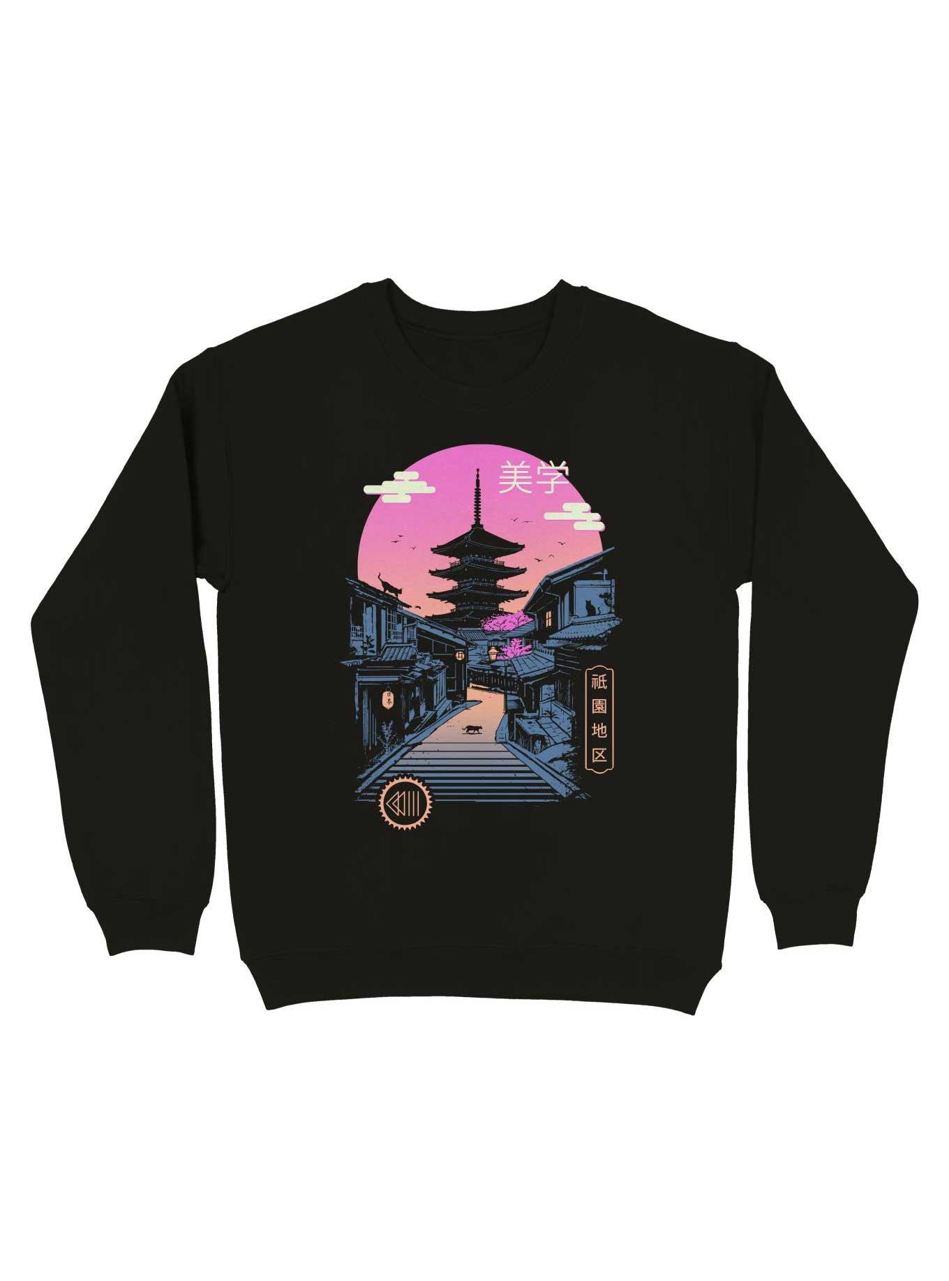 Pagoda Wave Aesthetics Sweatshirt, BLACK, hi-res