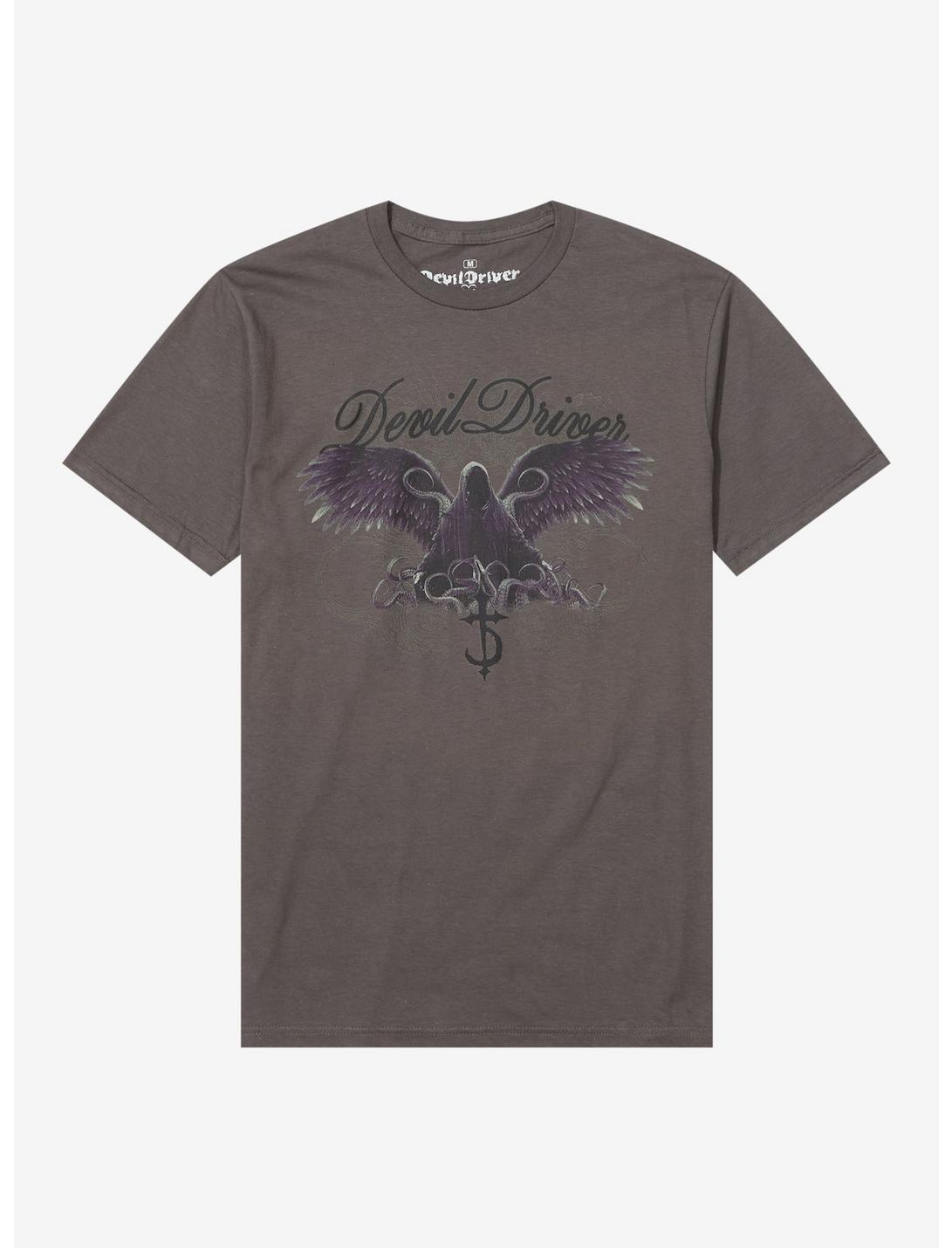DevilDriver Winged Reaper Boyfriend Fit Girls T-Shirt, CHARCOAL, hi-res