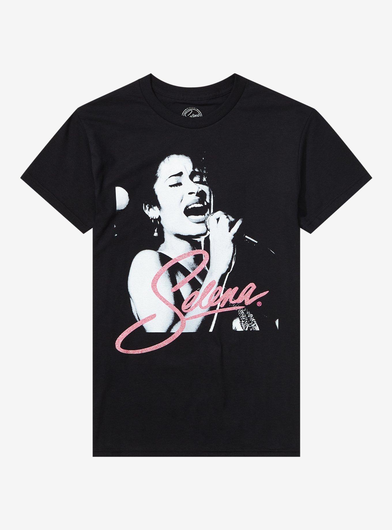 Selena Singing Boyfriend Fit Girls T-Shirt, BLACK, hi-res